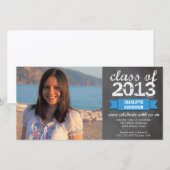 Blauer Bannerchalkboard Foto Abschluss Ankündigung (Vorne/Hinten)