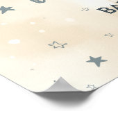 Blauer Bär auf Wolken Babydusche Einladung Poster (Ecke)