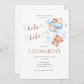 Blauer Bär Baby Einladung (Vorne/Hinten)