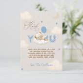 Blauer Bär Balloons Beary Much Dankeskarte (Stehend Vorderseite)