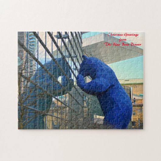 Blauer Bär Denkmal Denver.Weihnachten Grüße Puzzle (Horizontal)