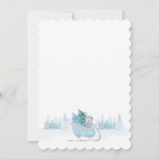 Blauer Bär eine kleine Snowflake Babydusche Einladung (Rückseite)