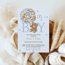 Blauer Bär Es ist eine Baby-Dusche Einladung