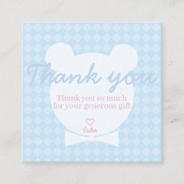Blauer Bär-Junge Baby Shower Dankeschön-Karte Quad Begleitkarte