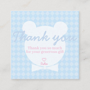 Blauer Bär-Junge Baby Shower Dankeschön-Karte Quad Begleitkarte