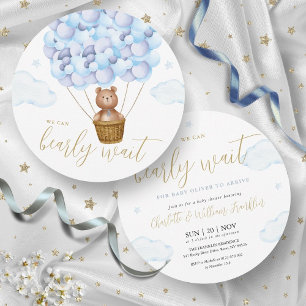 Blauer Bär kaum warten Teddybär Baby Shower Einladung