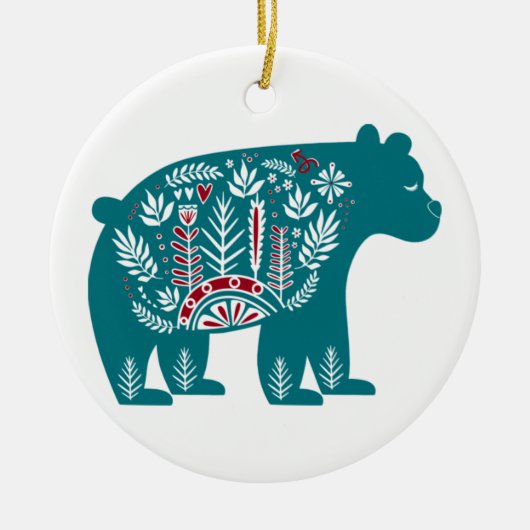 Blauer Bär mit Designs Keramik Ornament (Vorne)