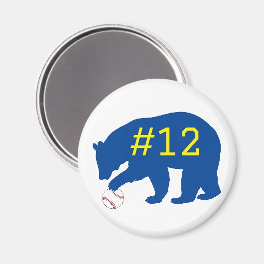 Blauer Bär mit Softball/ Baseball Magnet mit No. (Vorderseite/Rückseite)