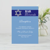 Blauer Bar mitzvah| EMPFANG Einladung (Stehend Vorderseite)