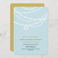 Blauer Bar Mitzvah Glitzern-Davidsstern Laden ein