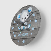 Blauer Bär Rustikale hölzerne Acrylmauer Uhr, rund Runde Wanduhr (Winkel)