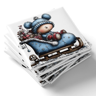Blauer Bär Santa Schlitten Weihnachtsmagnet Magnet