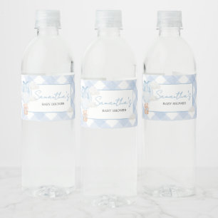 Blauer Bär wartet kaum auf Baby Shower Wasserflaschenetikett