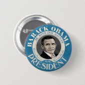 Blauer Barack Obama gewinnt unsere Kämpfe Button (Vorne & Hinten)