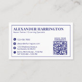 Blauer Barbier-Rasierer-Friseur-QR-Code Visitenkarte (Rückseite)
