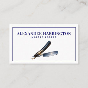 Blauer Barbier-Rasierer-Friseur-QR-Code Visitenkarte