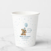 Blauer Bärenballon Baby Duschpapiertasse Pappbecher (Vorderseite)