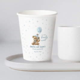 Blauer Bärenballon Baby Duschpapiertasse Pappbecher