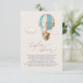 Blauer Bärenballon Display Showeinschlusskarte RSVP Karte (Stehend Vorderseite)