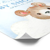 Blauer Bärenjunge Babydusche Begrüßungszeichen Poster (Ecke)