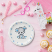 Blauer Bärenschild 4 Kinderdusche, Geburtstag Pappteller (Party)