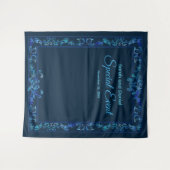 Blauer Barock mit Name Special Event anpassen Wandteppich (Vorderseite (Horizontal))
