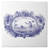 Blauer Barock Rokoko Meerjungfrau Karton Fliese (Vorderseite)