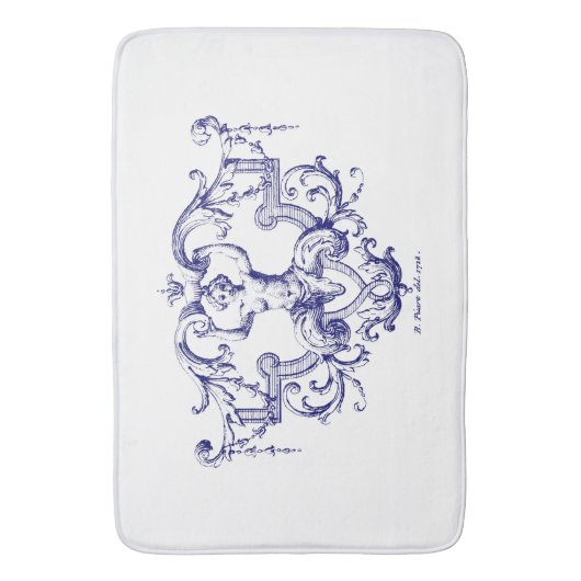 Blauer Barock Rokoko Mermaid Badematte (Vorderseite Vertikal)