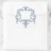 Blauer Barockrahmen Quadratischer Aufkleber (Tasche)