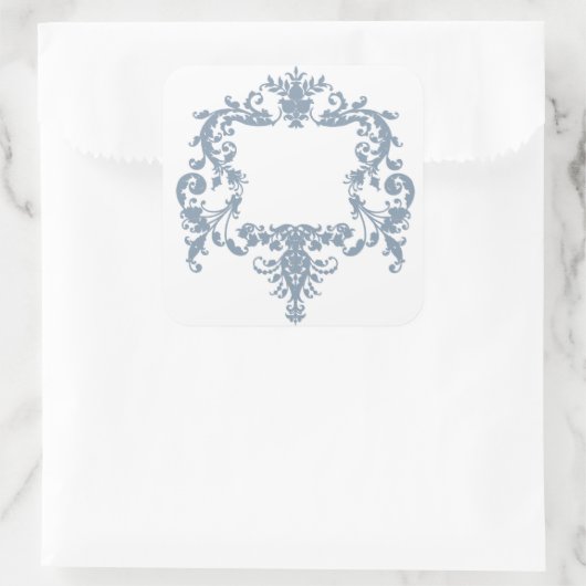 Blauer Barockrahmen Quadratischer Aufkleber (Tasche)