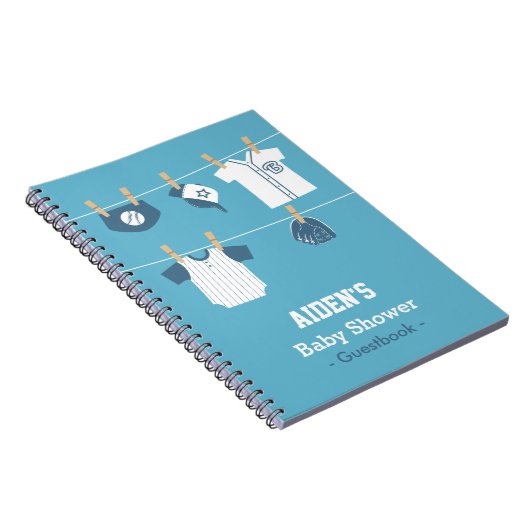 Blauer Baseball-Baby-DuscheGuestbook Notizblock (Rechte Seite)