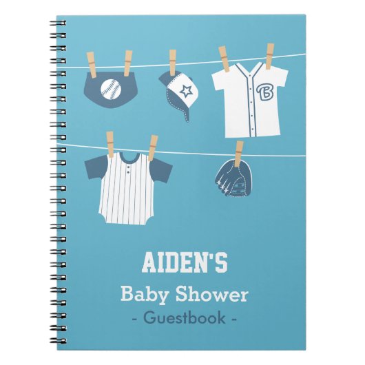 Blauer Baseball-Baby-DuscheGuestbook Notizblock (Vorderseite)