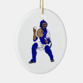 Blauer Baseballfänger Keramik Ornament (Rechts)