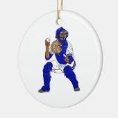 Blauer Baseballfänger Keramik Ornament (Links)