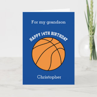 Blauer Basketball Alles Gute zum 14. Geburtstag En Karte