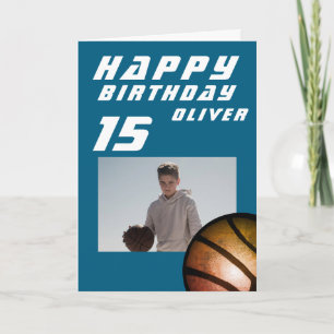 Blauer Basketball Ball Junge Foto Alles Gute zum G Karte