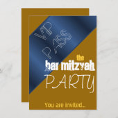 Blauer Bat Mitzvah Bar Mitzvah Party Einladung (Vorne/Hinten)