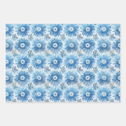 Blauer Batik Brautparty Geschenkpapier Set (Vorderseite 3)