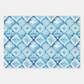 Blauer Batik Brautparty Geschenkpapier Set (Vorderseite 2)