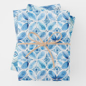 Blauer Batik Brautparty Geschenkpapier Set (Beispiel)