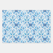 Blauer Batik Brautparty Geschenkpapier Set (Vorderseite)