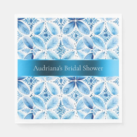 Blauer Batik Brautparty Serviette (Vorderseite)
