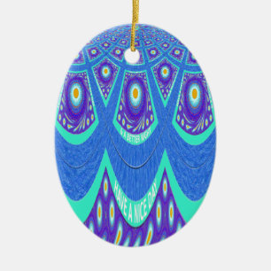 Blauer Batik Keramik Ornament