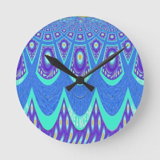 Blauer Batik Runde Wanduhr (Vorderseite)
