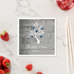 Blauer Baum des Herzens Brautparty Napkin Serviette