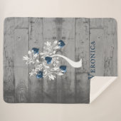 Blauer Baum des Herzens Personalisiert Sherpa Blan Sherpadecke (Vorderseite (Horizontal))