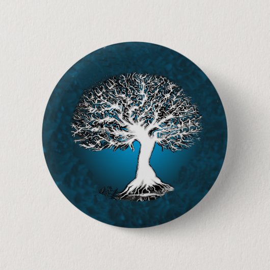 Blauer Baum des Lebens Button (Vorderseite)