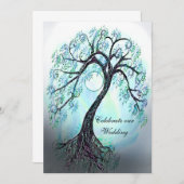 Blauer Baum des Lebens Einladung zur Hochzeit (Vorne/Hinten)