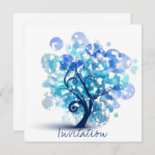 Blauer Baum Einladung (Vorne/Hinten)