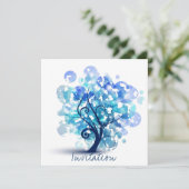 Blauer Baum Einladung (Stehend Vorderseite)
